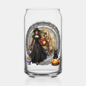 Halloween Witch en Cat Blikvorm Glas (Achterkant)