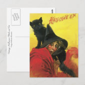  Halloween Witch en Cat Briefkaart (Voorkant / Achterkant)