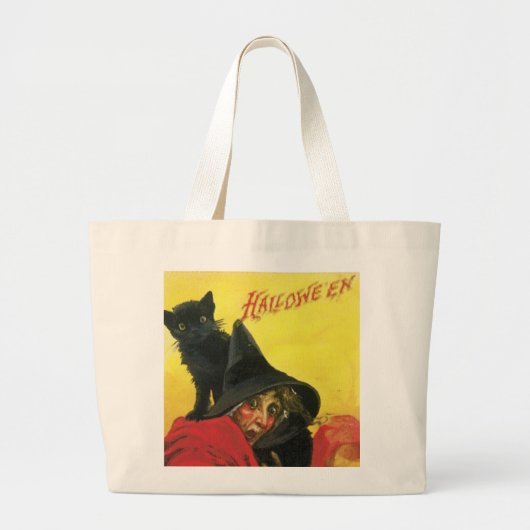  Halloween Witch en Cat Grote Tote Bag (Voorkant)
