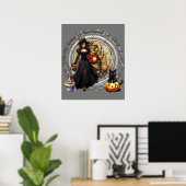 Halloween Witch en Cat Poster (Thuiskantoor)