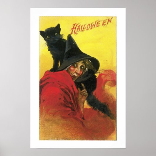 Halloween Witch en Cat Poster (Voorkant)