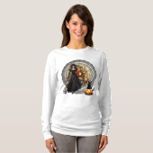 Halloween Witch en Cat T-shirt (Voorkant volledig)