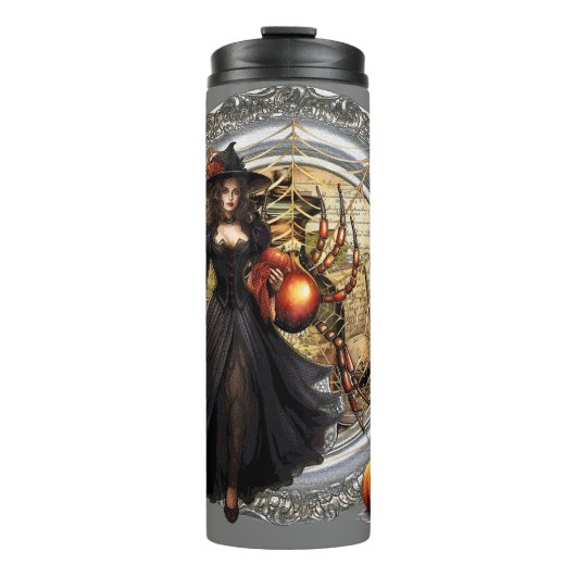 Halloween Witch en Cat Thermosbeker (Voorkant)