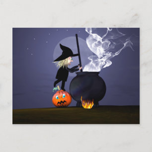Halloween Witch en Cauldron Briefkaart