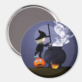 Halloween Witch en Cauldron Magneet (Voorkant / Achterkant)