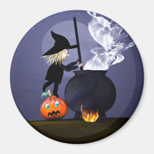 Halloween Witch en Cauldron Magneet