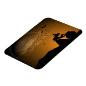 Halloween Witch en Cauldron met katten Magneet (Linkerzijde)