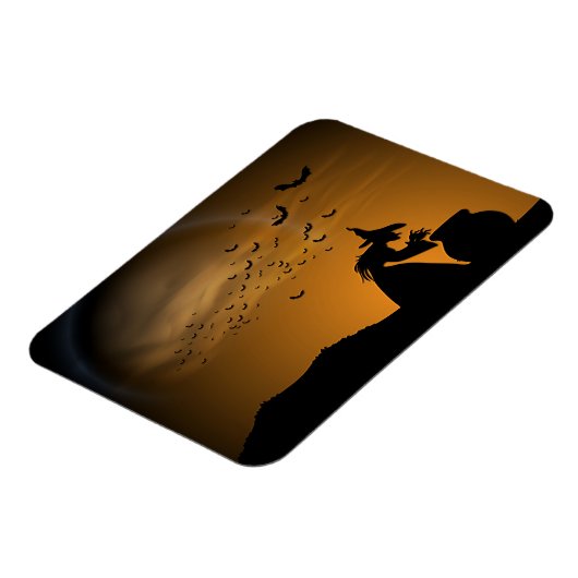 Halloween Witch en Cauldron met katten Magneet (Linkerzijde)