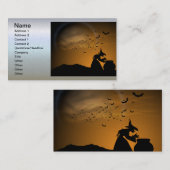 Halloween Witch en Cauldron met katten Visitekaartje (Voorkant / Achterkant)