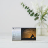 Halloween Witch en Cauldron met katten Visitekaartje (Staand voorkant)