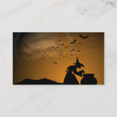 Halloween Witch en Cauldron met katten Visitekaartje (Achterkant)