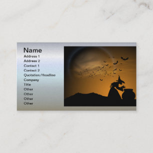 Halloween Witch en Cauldron met vleermuizen Visitekaartje