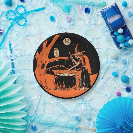  Halloween Witch en Cauldron Papieren Bordje (Feest)