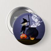 Halloween Witch en Cauldron Ronde Button 7,6 Cm (Voorkant /achterkant)