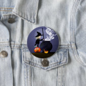 Halloween Witch en Cauldron Ronde Button 7,6 Cm (In situ)