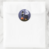 Halloween Witch en Cauldron Ronde Sticker (Tas)