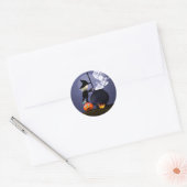 Halloween Witch en Cauldron Ronde Sticker (Envelop)