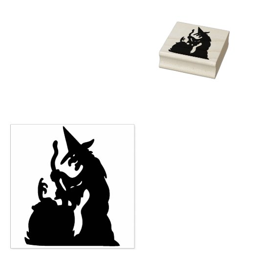  Halloween Witch en Cauldron Rubberstempel (Gestempeld)