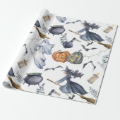 Halloween Witch en Ghost Wrapping Paper Cadeaupapier (Uitgerold)
