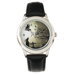 Halloween Witch en Howling Dog Horloge