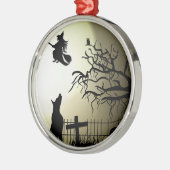 Halloween Witch en Howling Dog Metalen Ornament (Links)