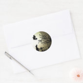 Halloween Witch en Howling Dog Ronde Sticker (Envelop)