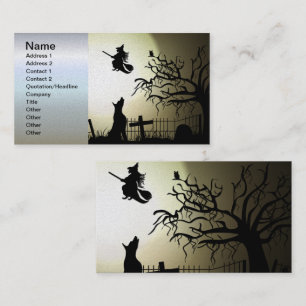 Halloween Witch en Howling Dog Visitekaartje