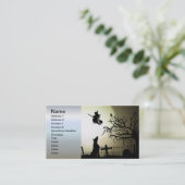 Halloween Witch en Howling Dog Visitekaartje (Staand voorkant)