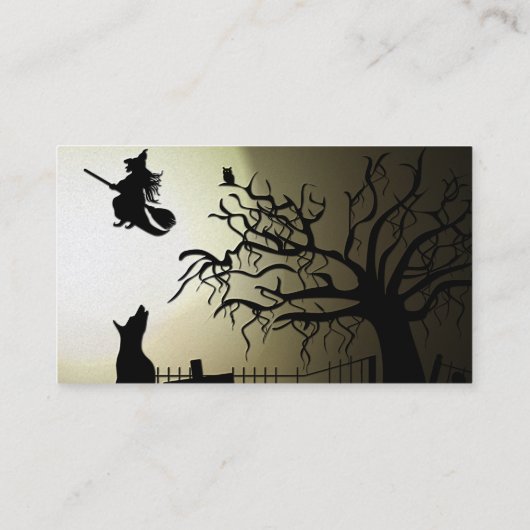Halloween Witch en Howling Dog Visitekaartje (Achterkant)