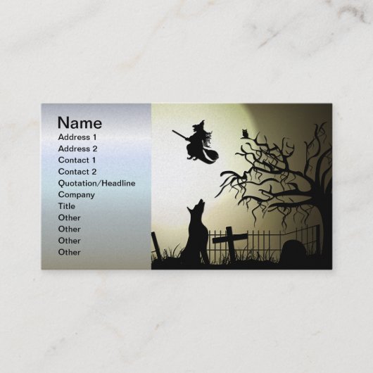 Halloween Witch en Howling Dog Visitekaartje (Voorkant)