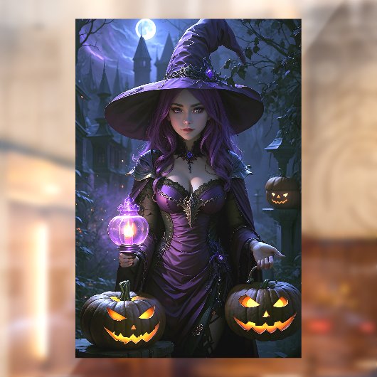Halloween Witch en Jack-O-Lanterns Raamsticker (Vel 2)