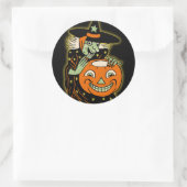  Halloween Witch en Jack O'Lantern Ronde Sticker (Tas)