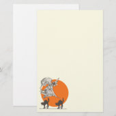 Halloween Witch en Kattenbakkerij Briefpapier (Voorkant / Achterkant)