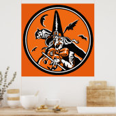  Halloween Witch en Owl Illustratie Poster (Keuken)