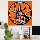 Halloween Witch en Owl Illustratie Poster (Thuiskantoor)