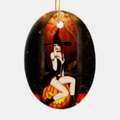 Halloween Witch en pompoenen Keramisch Ornament (Achterkant)