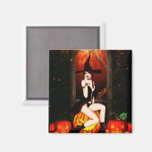 Halloween Witch en pompoenen Magneet (Voorkant / Achterkant)