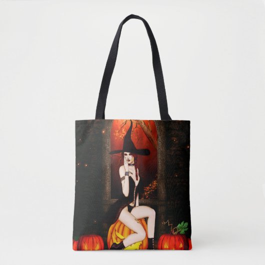 Halloween Witch en pompoenen Tote Bag (Voorkant)