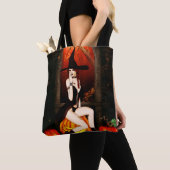 Halloween Witch en pompoenen Tote Bag (Dichtbij)