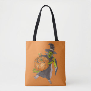 Halloween Witch en Pumpkin Dance Funny Ontworpen Tote Bag