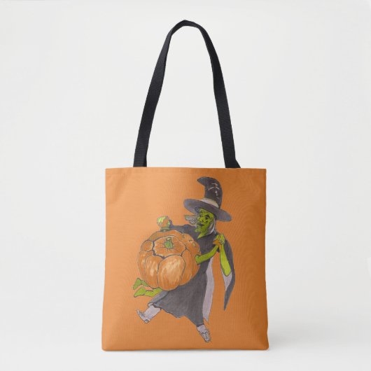 Halloween Witch en Pumpkin Dance Funny Ontworpen Tote Bag (Voorkant)