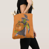 Halloween Witch en Pumpkin Dance Funny Ontworpen Tote Bag (Dichtbij)