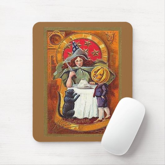  Halloween Witch en Pumpkin Head Boy Muismat (Met muis)