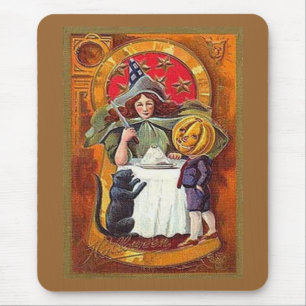 Halloween Witch en Pumpkin Head Boy Muismat