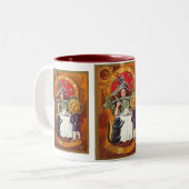  Halloween Witch en Pumpkin Head Boy Tweekleurige Koffiemok (Voorkant links)