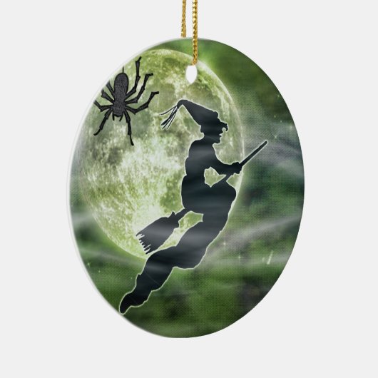 Halloween Witch en Spider Keramisch Ornament (Rechts)