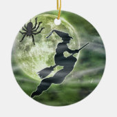 Halloween Witch en Spider Keramisch Ornament (Voorkant)