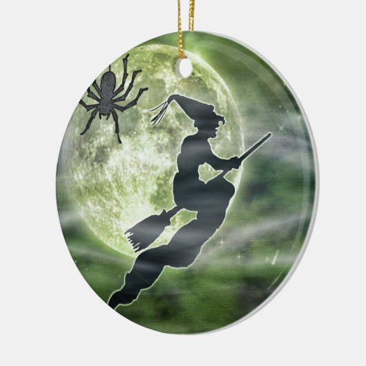 Halloween Witch en Spider Keramisch Ornament (Links)
