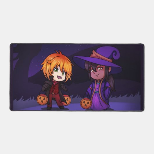 Halloween Witch en Vampire Chibi Bureaumat (Voorkant)