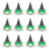Halloween Witch Faces Fun Smiling Happy Cartoon Sticker (Voorkant)